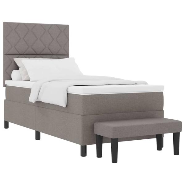 Boxspringbett mit Matratze & Bank Taupe 100x200 cm Stoff