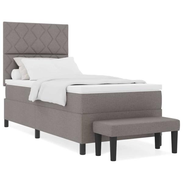 Boxspringbett mit Matratze & Bank Taupe 100x200 cm Stoff