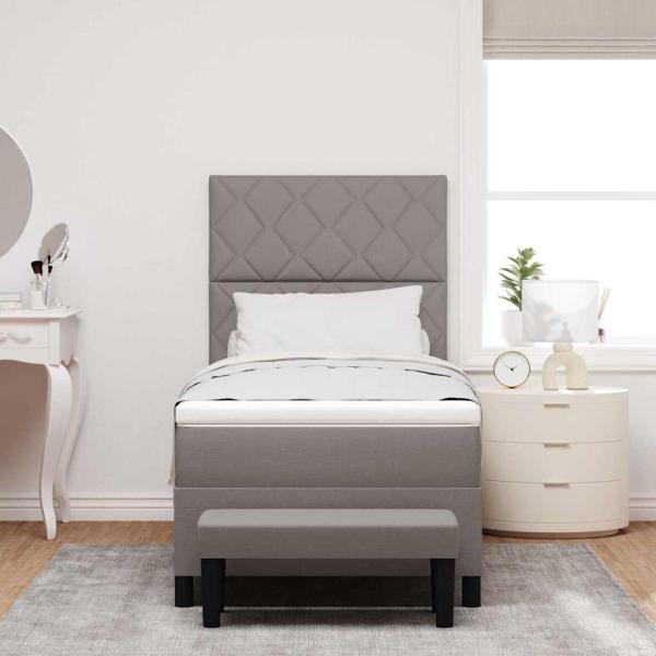Boxspringbett mit Matratze & Bank Taupe 100x200 cm Stoff