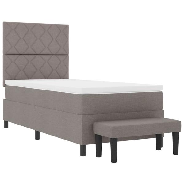 Boxspringbett mit Matratze & Bank Taupe 100x200 cm Stoff