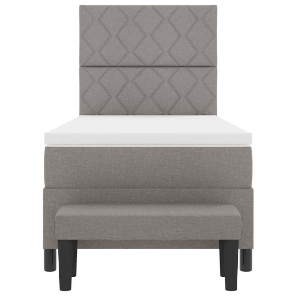 Boxspringbett mit Matratze & Bank Taupe 100x200 cm Stoff