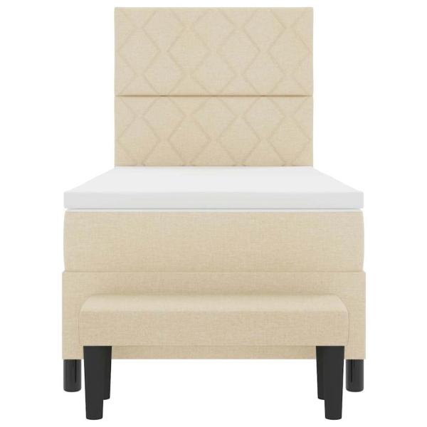 Boxspringbett mit Matratze & Bank Creme 100x200 cm Stoff