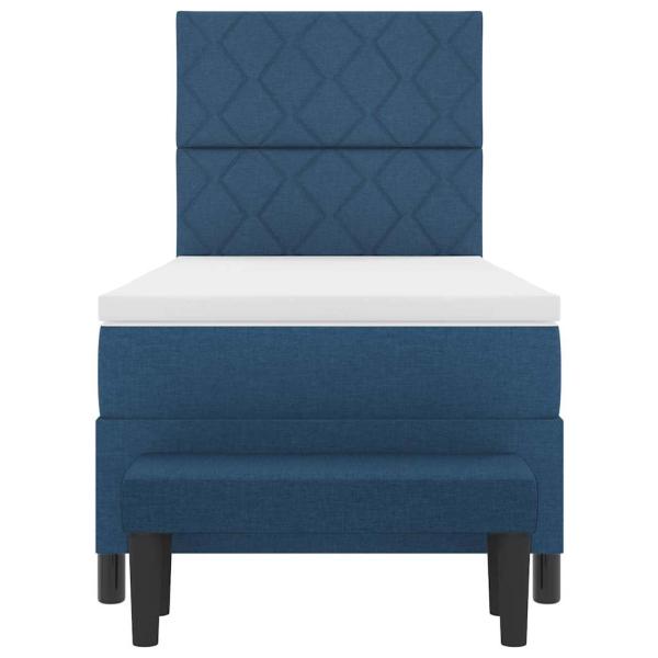 Boxspringbett mit Matratze & Bank Blau 100x200 cm Stoff