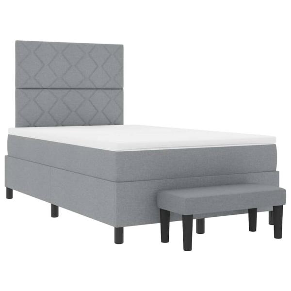Boxspringbett mit Matratze & Bank Hellgrau 120x190 cm Stoff