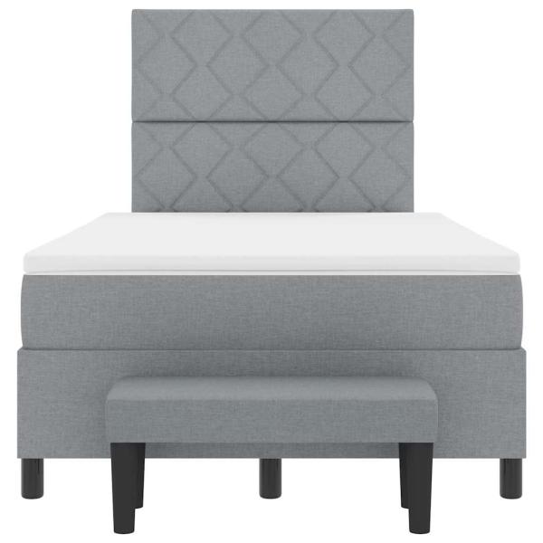 Boxspringbett mit Matratze & Bank Hellgrau 120x190 cm Stoff