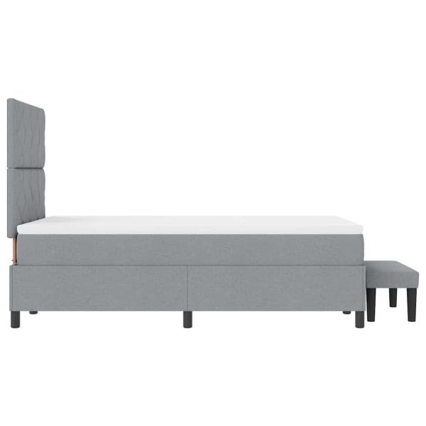 Boxspringbett mit Matratze & Bank Hellgrau 120x190 cm Stoff