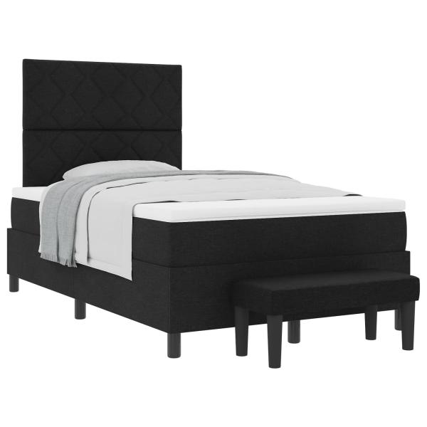 Boxspringbett mit Matratze & Bank Schwarz 120x190 cm Stoff