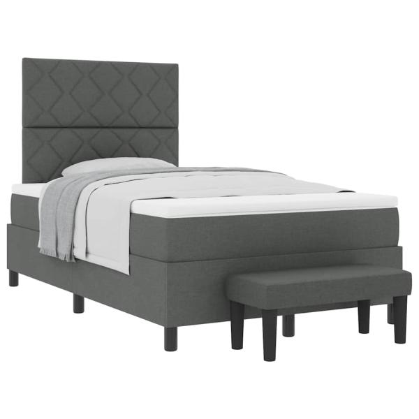 Boxspringbett mit Matratze & Bank Dunkelgrau 120x200 cm Stoff