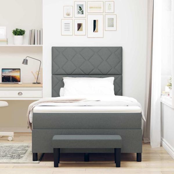 Boxspringbett mit Matratze & Bank Dunkelgrau 120x200 cm Stoff