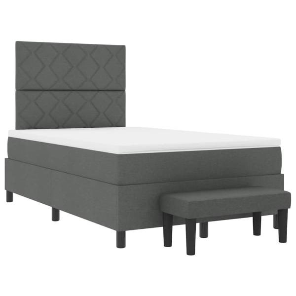 Boxspringbett mit Matratze & Bank Dunkelgrau 120x200 cm Stoff