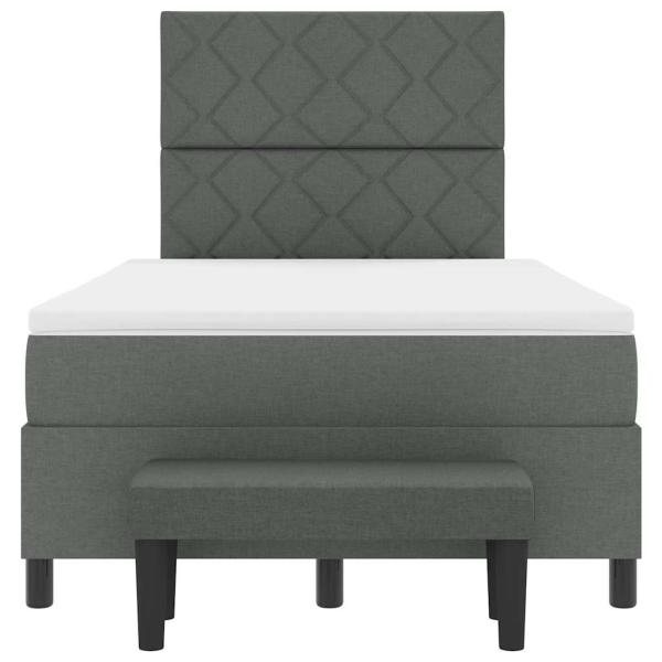 Boxspringbett mit Matratze & Bank Dunkelgrau 120x200 cm Stoff