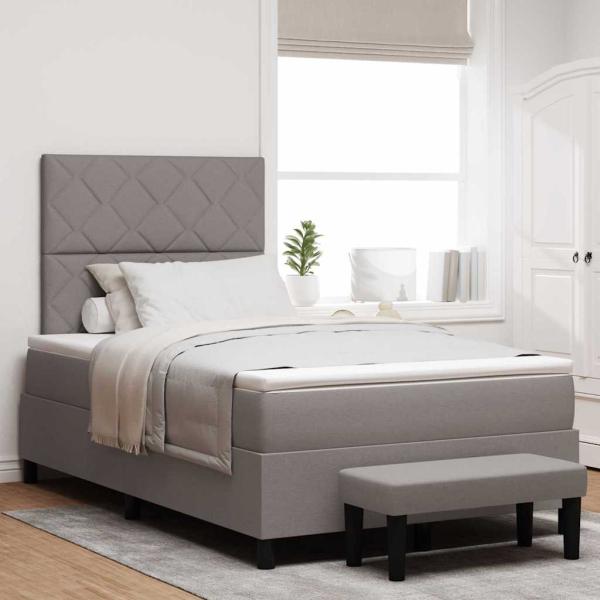ARDEBO.de - Boxspringbett mit Matratze & Bank taupe 120x200 cm Stoff