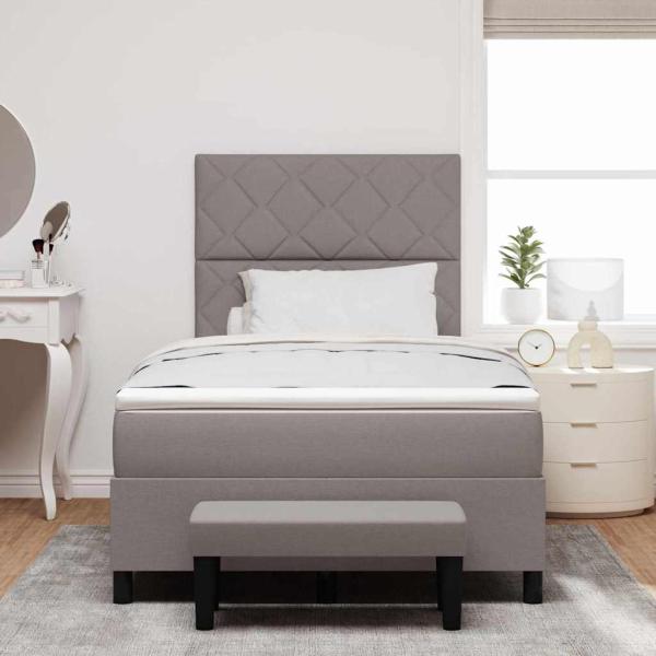 Boxspringbett mit Matratze & Bank taupe 120x200 cm Stoff