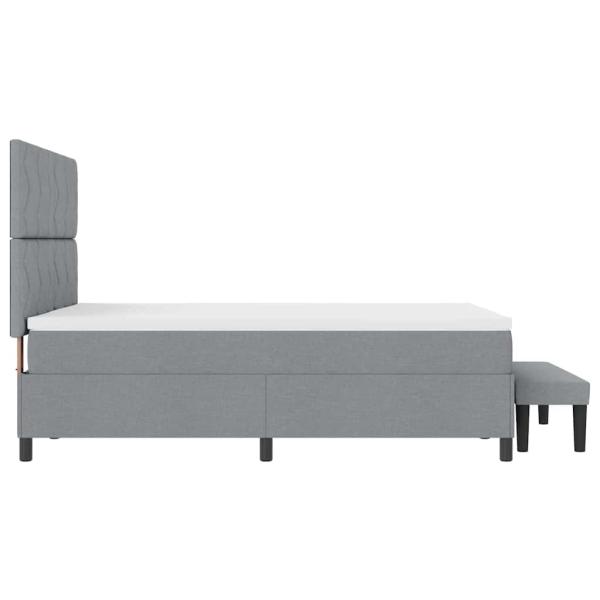 Boxspringbett mit Matratze & Bank Hellgrau 160 x 200 cm Stoff