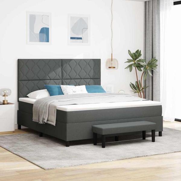 ARDEBO.de - Boxspringbett mit Matratze und Bank Düstergrau 180x200 cm Stoff