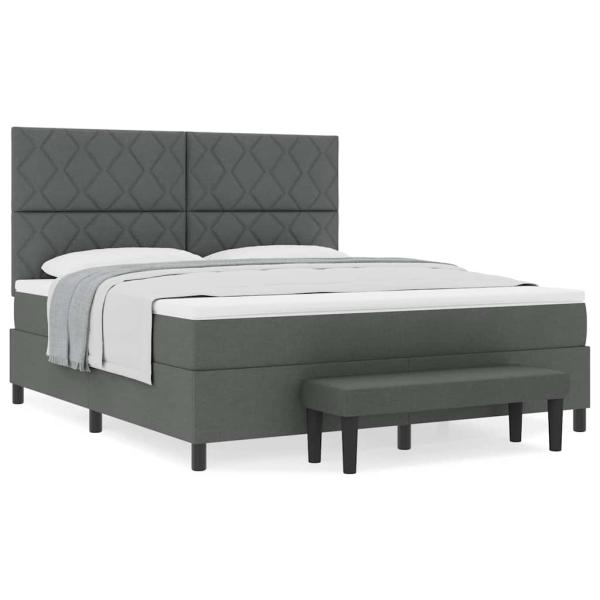 Boxspringbett mit Matratze und Bank Düstergrau 180x200 cm Stoff