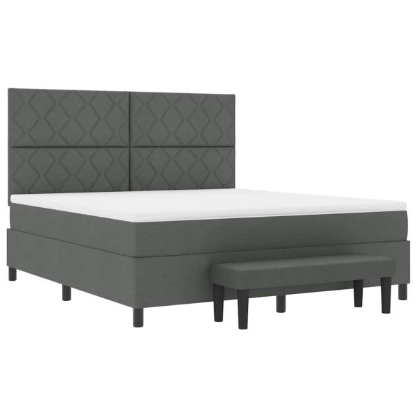 Boxspringbett mit Matratze und Bank Düstergrau 180x200 cm Stoff