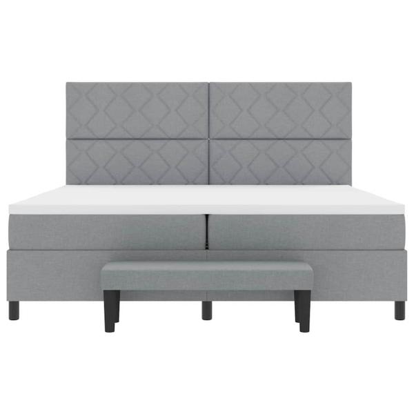Boxspringbett mit Matratze & Bank Hellgrau 200x200 cm Stoff
