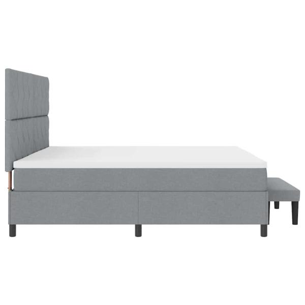 Boxspringbett mit Matratze & Bank Hellgrau 200x200 cm Stoff