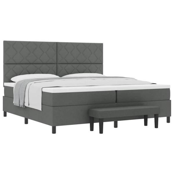Boxspringbett mit Matratze & Bank Dunkelgrau 200x200 cm Stoff