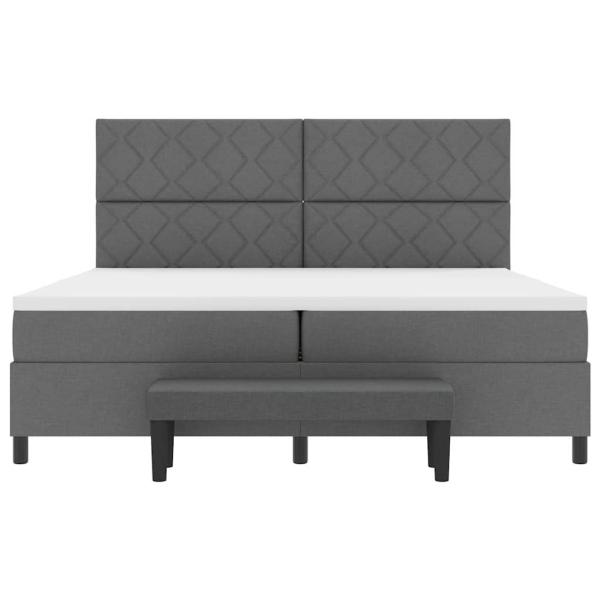 Boxspringbett mit Matratze & Bank Dunkelgrau 200x200 cm Stoff