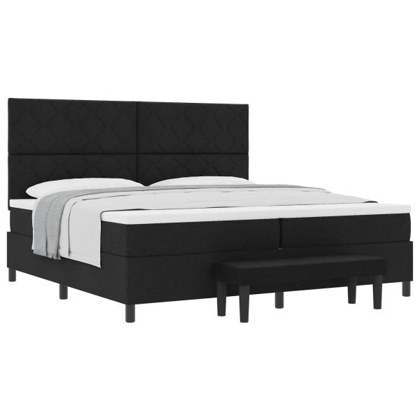 Boxspringbett mit Matratze & Bank Schwarz 200x200 cm Stoff
