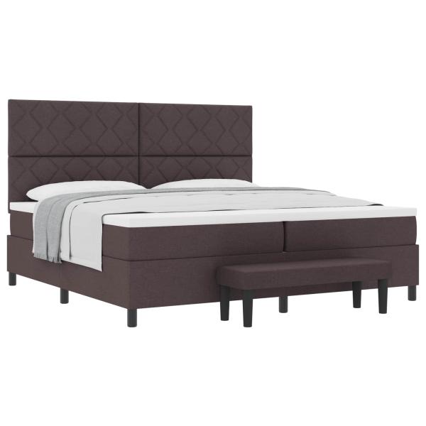 Boxspringbett mit Matratze & Bank Dunkelbraun 200x200 cm Stoff