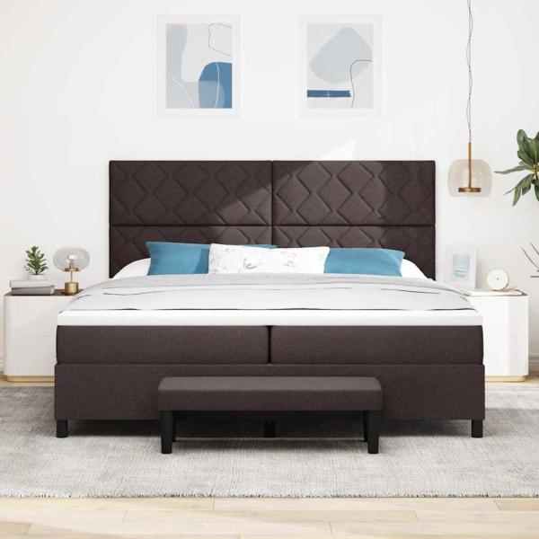Boxspringbett mit Matratze & Bank Dunkelbraun 200x200 cm Stoff