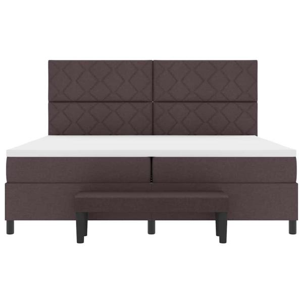 Boxspringbett mit Matratze & Bank Dunkelbraun 200x200 cm Stoff