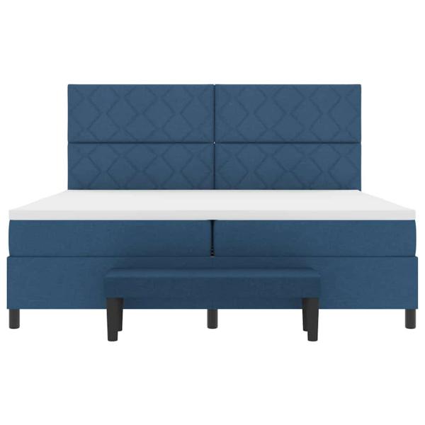 Boxspringbett mit Matratze & Bank Blau 200x200 cm Stoff
