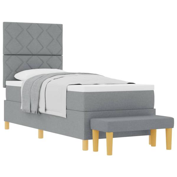 Boxspringbett mit Matratze & Bank Hellgrau 80x200 cm Stoff