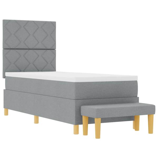 Boxspringbett mit Matratze & Bank Hellgrau 80x200 cm Stoff