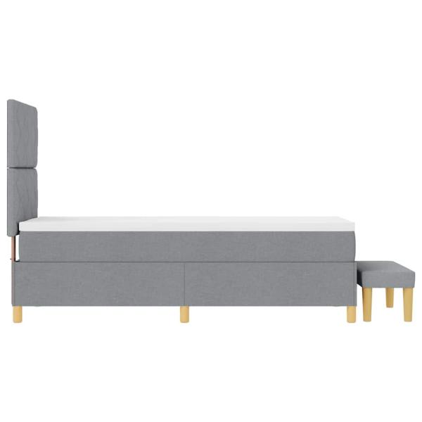 Boxspringbett mit Matratze & Bank Hellgrau 80x200 cm Stoff