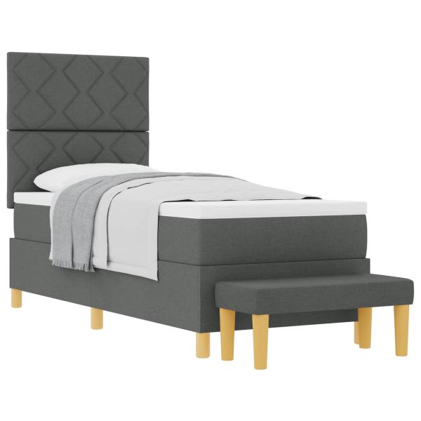 Boxspringbett mit Matratze & Bank Dunkelgrau 80x200 cm Stoff