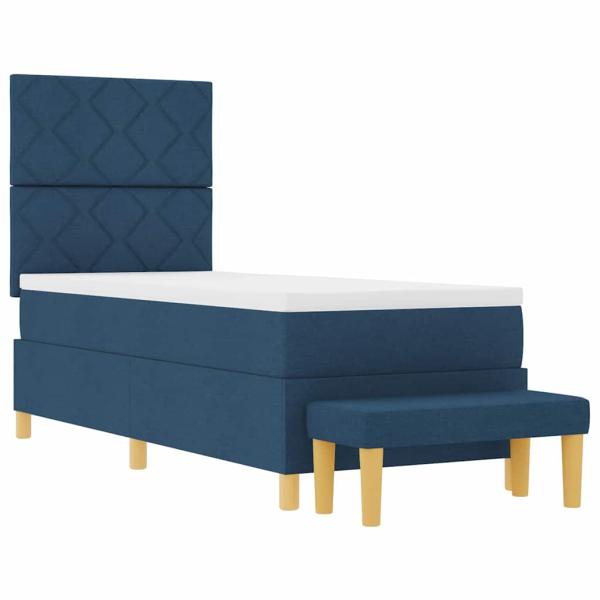 Boxspringbett mit Matratze und Bank Blau 80x200 cm Stoff
