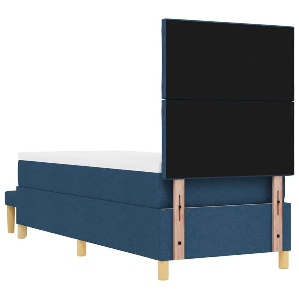 Boxspringbett mit Matratze und Bank Blau 80x200 cm Stoff