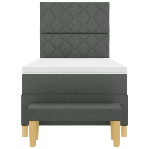 Boxspringbett mit Matratze & Bank Dunkelgrau 90x190 cm Stoff