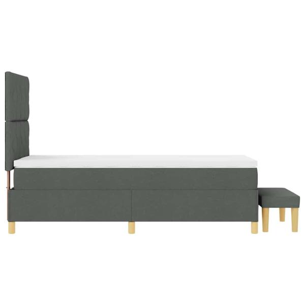 Boxspringbett mit Matratze & Bank Dunkelgrau 90x190 cm Stoff
