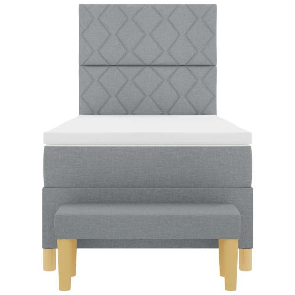 Boxspringbett mit Matratze & Bank Hellgrau 100x200 cm Stoff