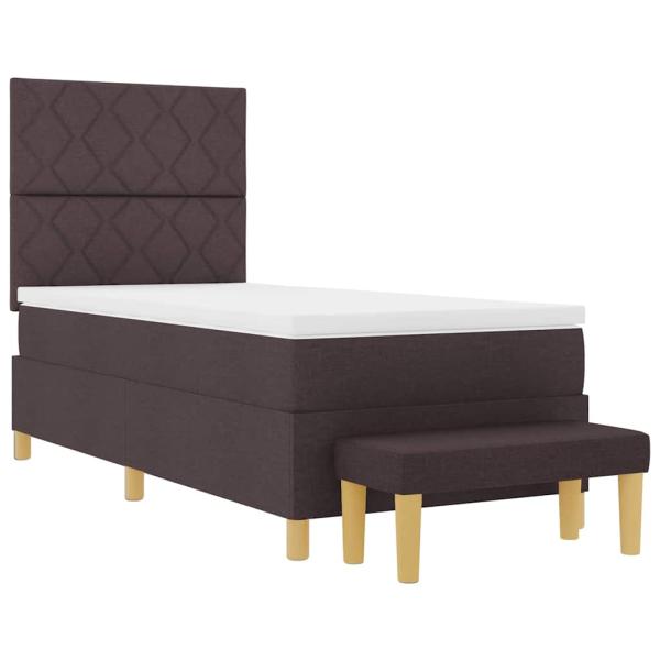 Boxspringbett mit Matratze & Bank Dunkelbraun 100x200 cm Stoff