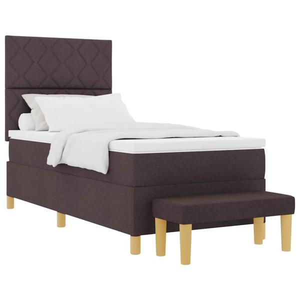 Boxspringbett mit Matratze & Bank Dunkelbraun 100x200 cm Stoff