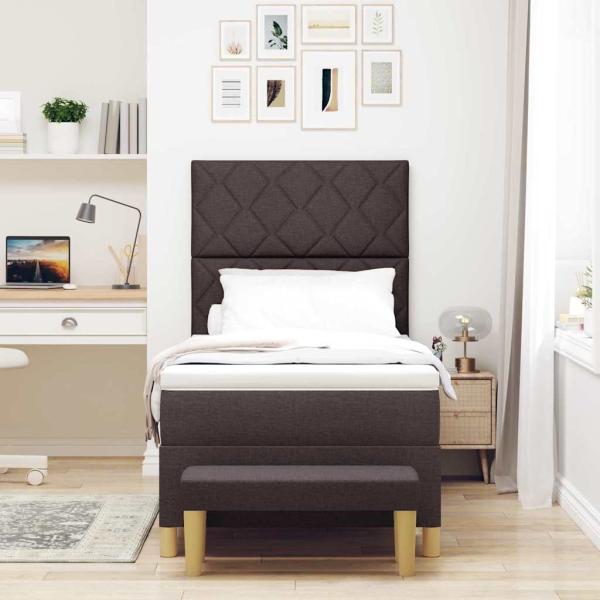 Boxspringbett mit Matratze & Bank Dunkelbraun 100x200 cm Stoff