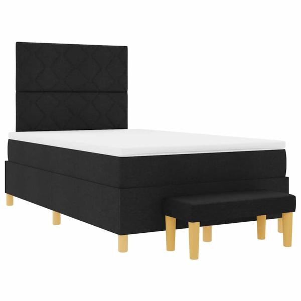 Boxspringbett mit Matratze & Bank Schwarz 120 x 200 cm Stoff