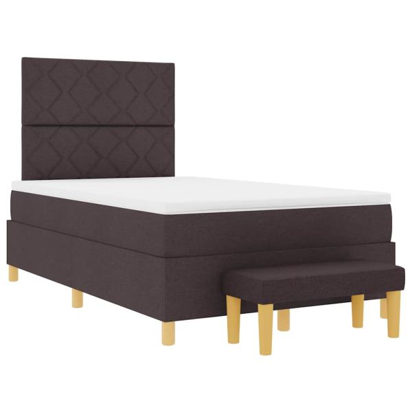 Boxspringbett mit Matratze & Bank Dunkelbraun 120x200 cm Stoff