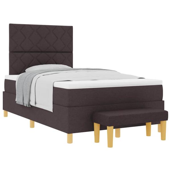 Boxspringbett mit Matratze & Bank Dunkelbraun 120x200 cm Stoff