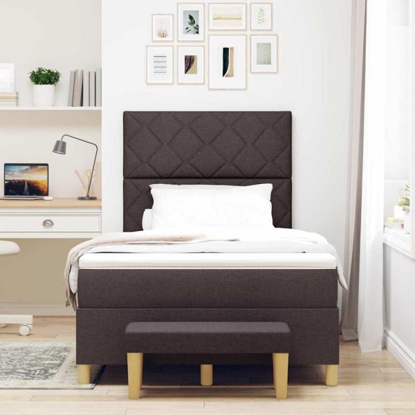 Boxspringbett mit Matratze & Bank Dunkelbraun 120x200 cm Stoff