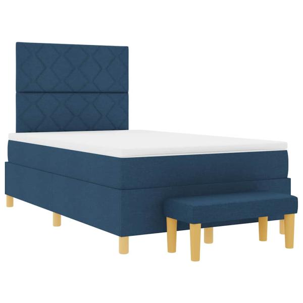 Boxspringbett mit Matratze & Bank Blau 120x200 cm Stoff