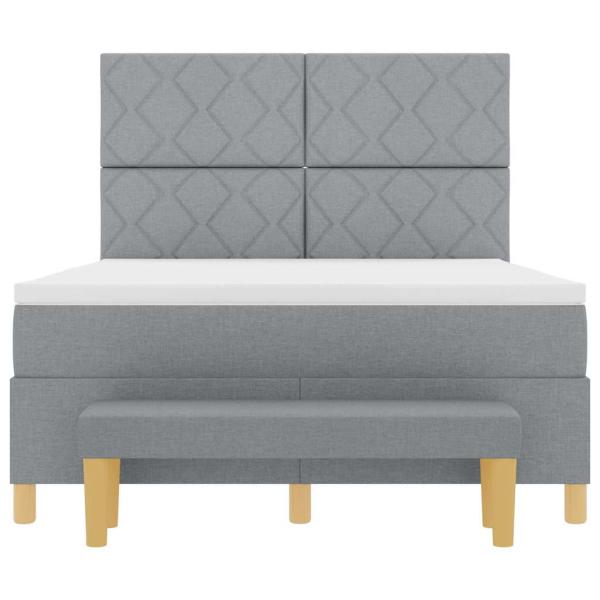 Boxspringbett mit Matratze & Bank Hellgrau 140x190 cm Stoff