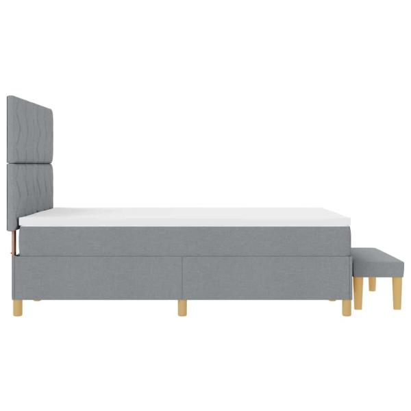 Boxspringbett mit Matratze & Bank Hellgrau 140x190 cm Stoff