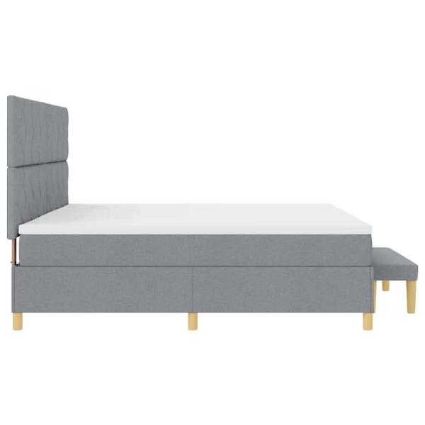 Boxspringbett mit Matratze und Bank hellgrau 200x200 cm Stoff
